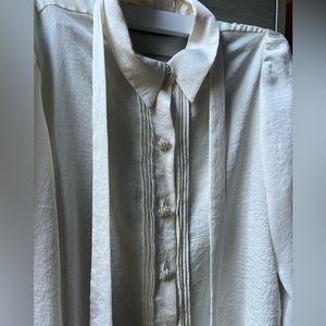 Zara white pearl button blouse